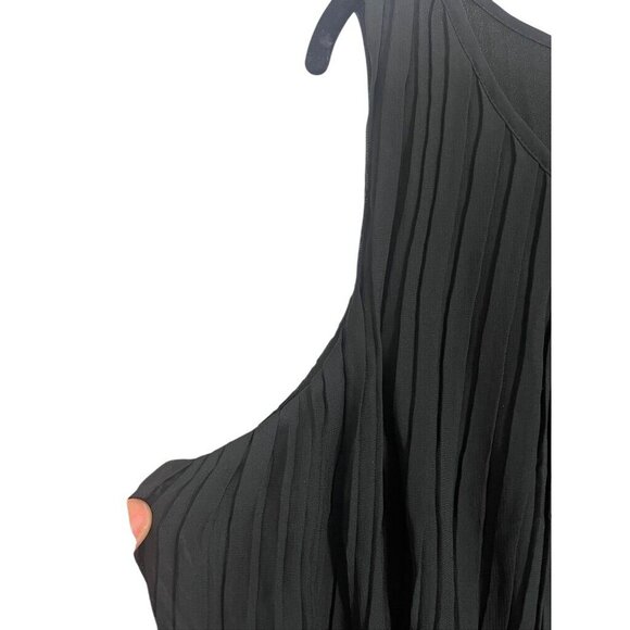 Lane Bryant Dress 18 Black Tank Midi Crinkle Neutral Minimalist Capsule Staple - Picture 4 of 13